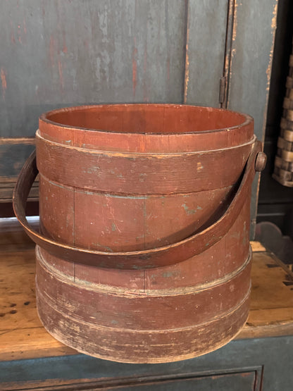 Antique Medium Brick Red Firkin w/o Lid