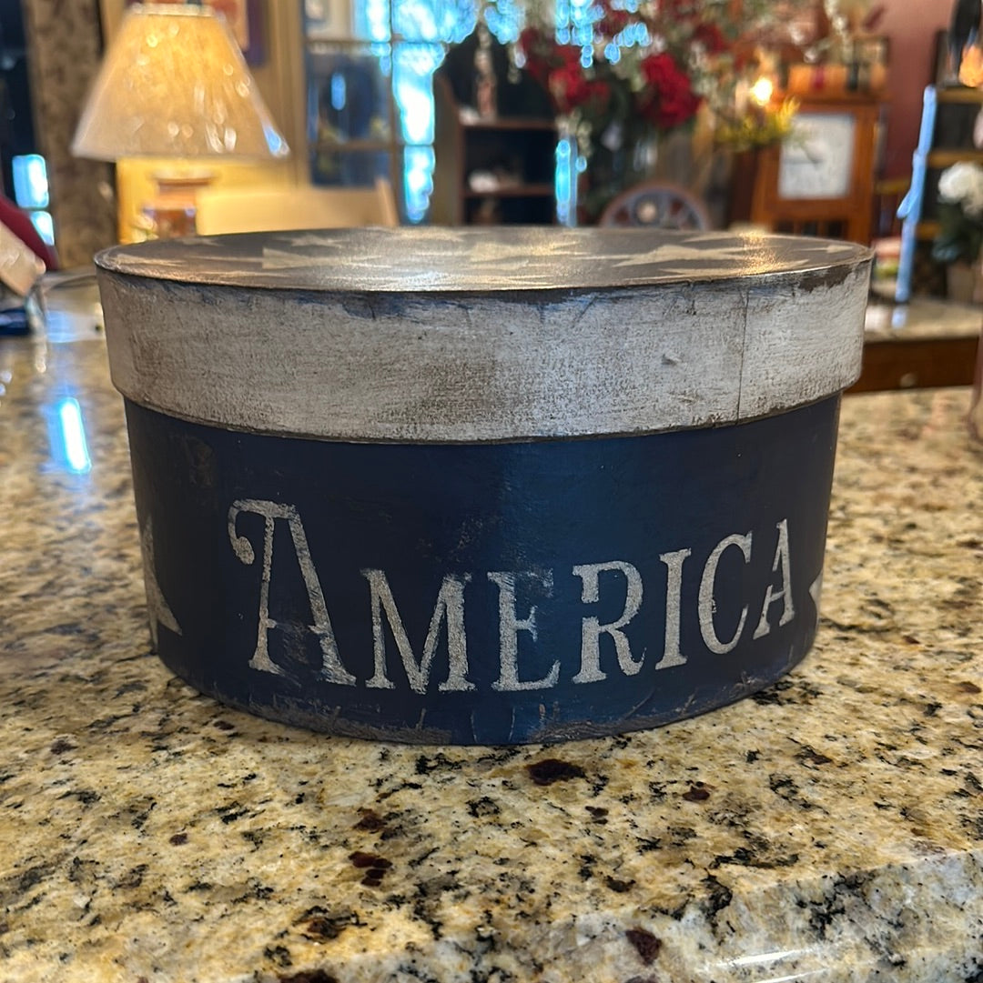 Large Americana Papier-mâché Box Blue America