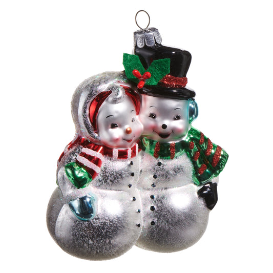 Vintage Snow Couple Ornament Winter