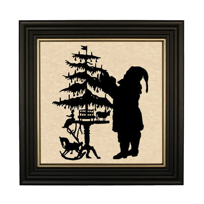 Santa Trimming the Tree Silhouette