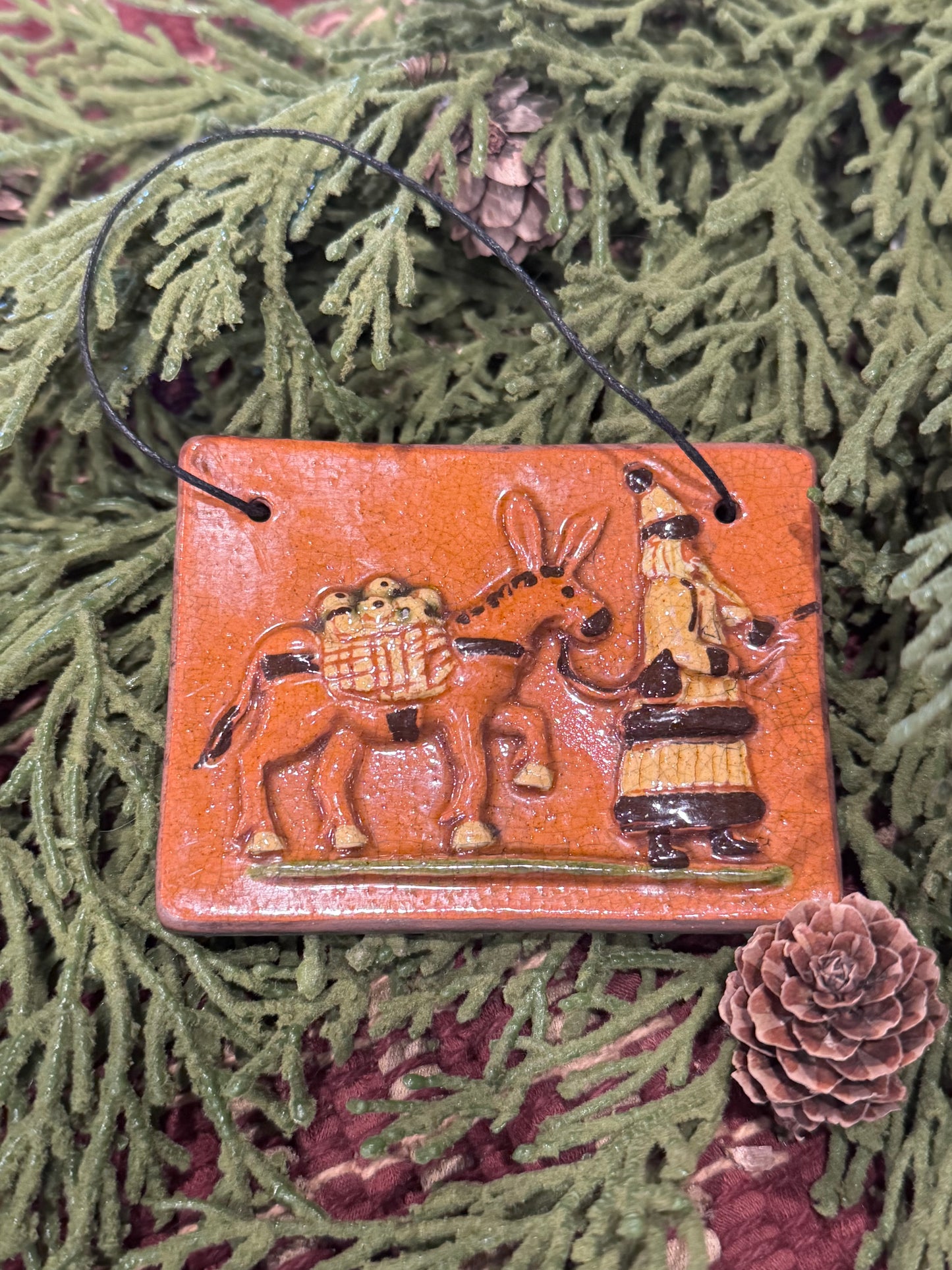 Shooner Santa & Donkey Ornament