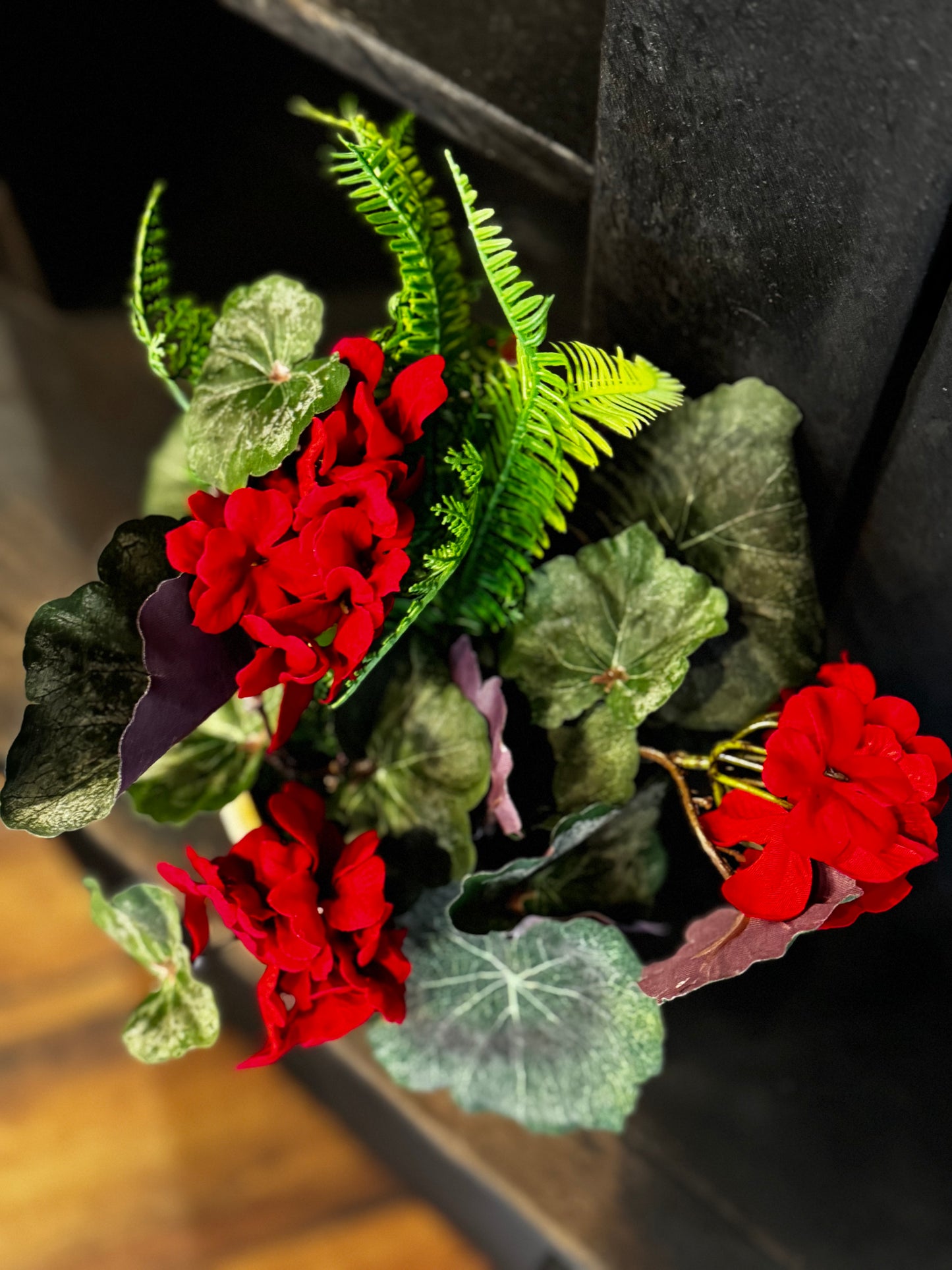 Geranium and Fern Pot