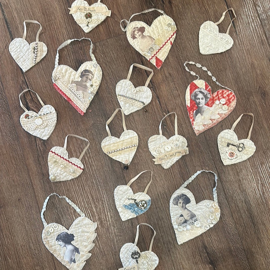 Antique Quilted Heart Ornaments Valentine’s