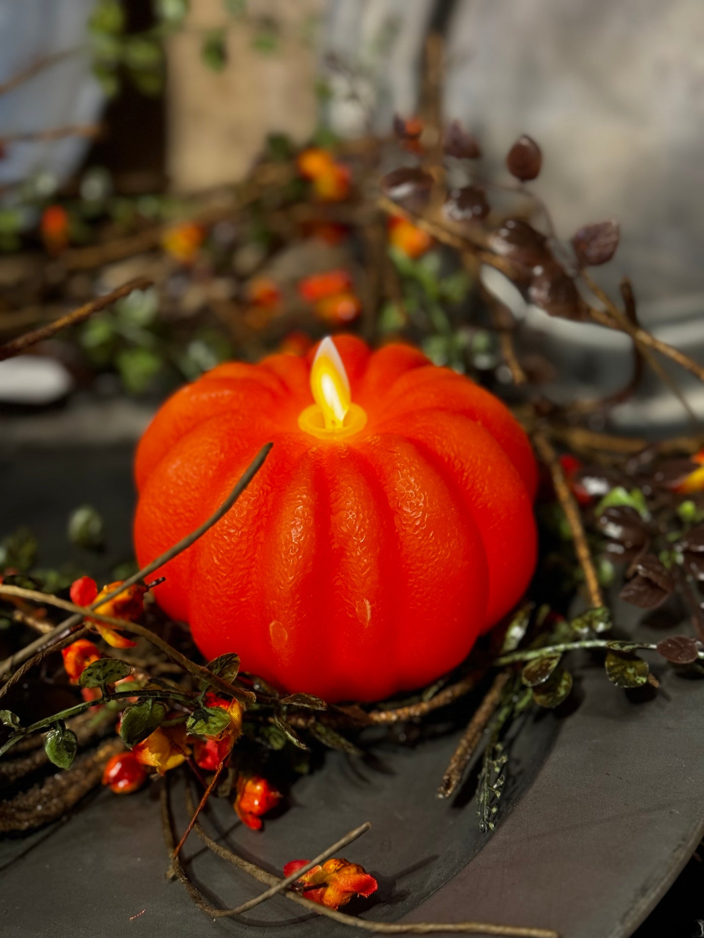 Pumpkin Moving Flame Candles Fall