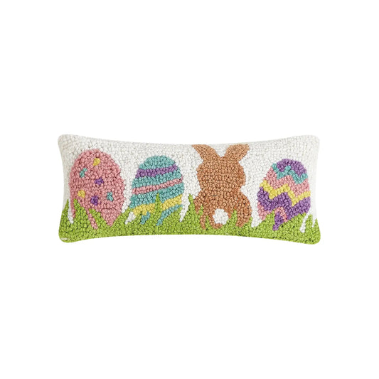 Bunny & Eggs Hooked Pillow Spring