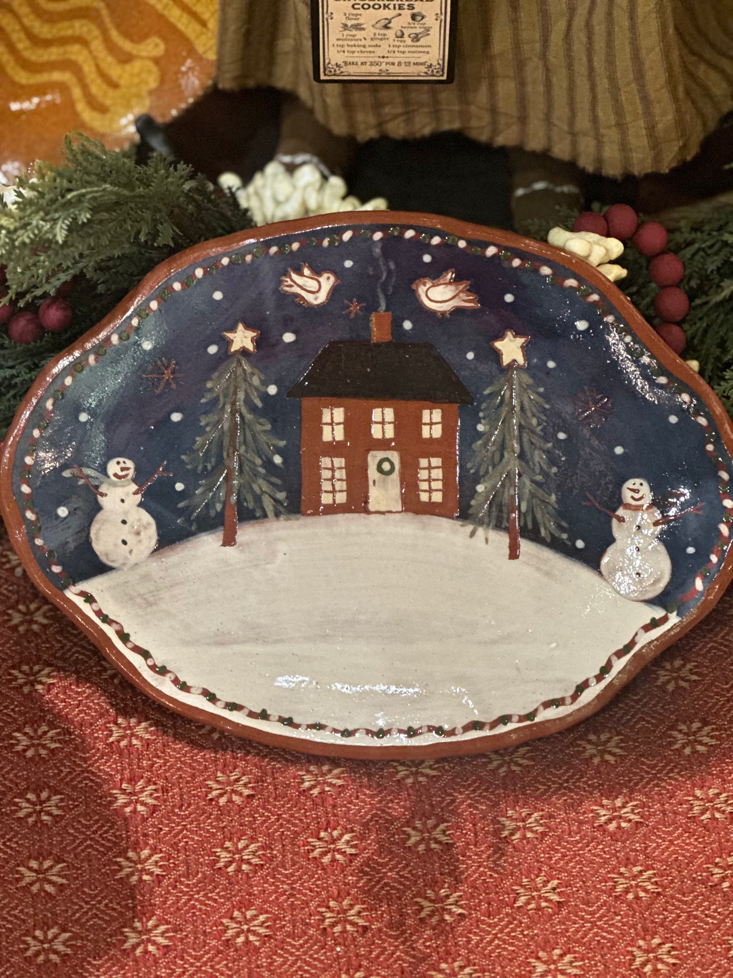 Red Oaks Fancy Snowman Platter