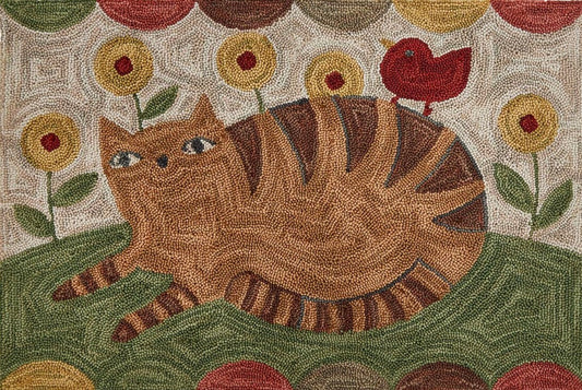 Cat Hooked Rug
