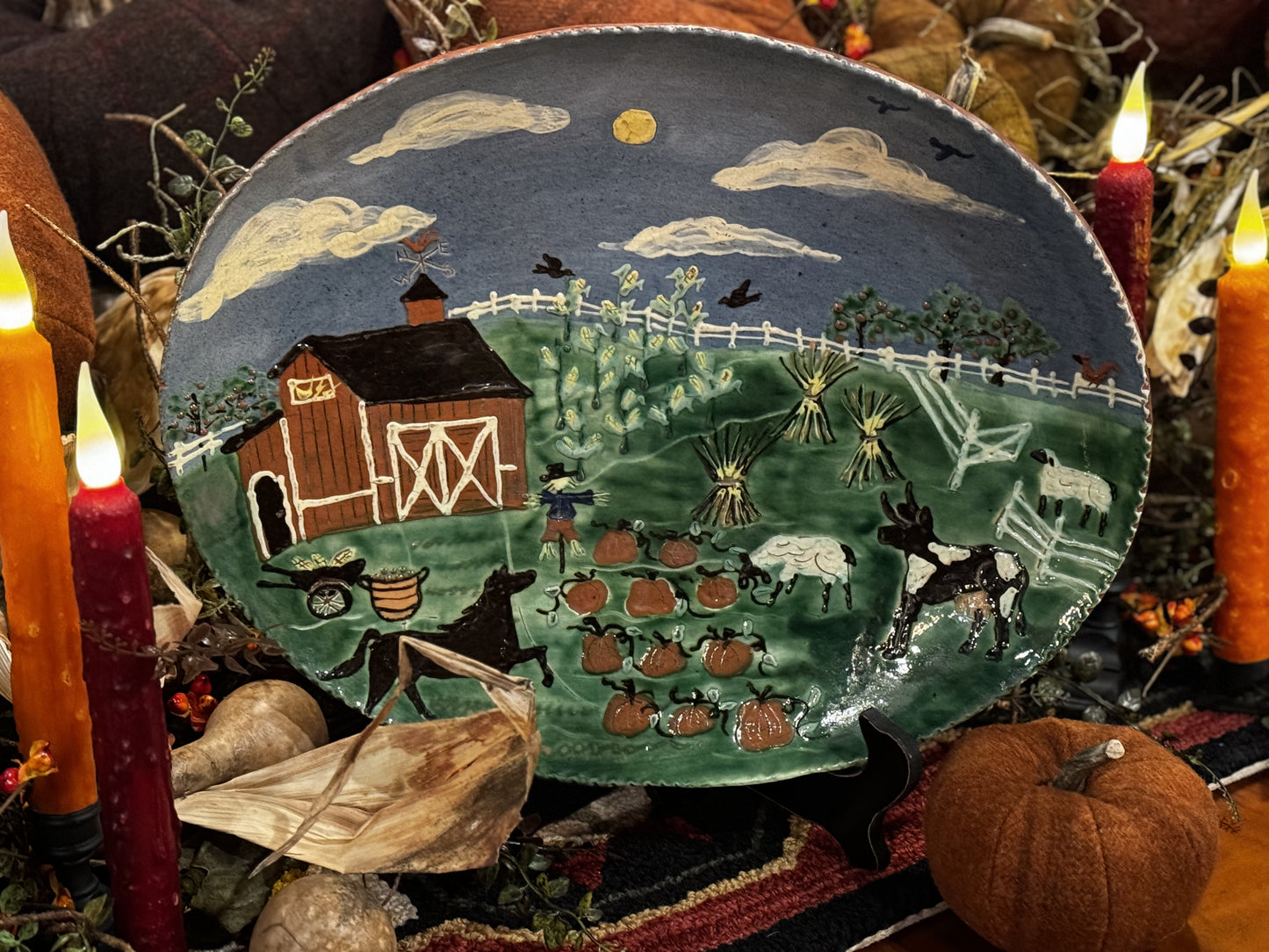 Fall Farm Scene Platter David T Smith