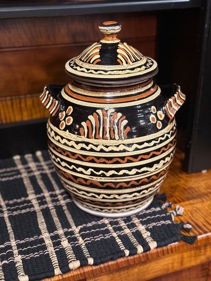 David T Smith Black, Mustard and Cream Colored Canister