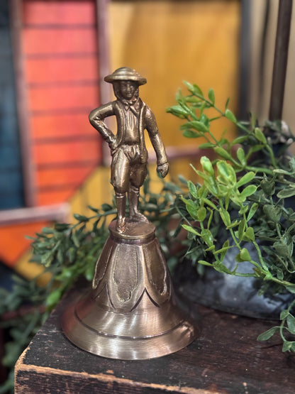 Antiqued Brass Colonial Man Table Bell