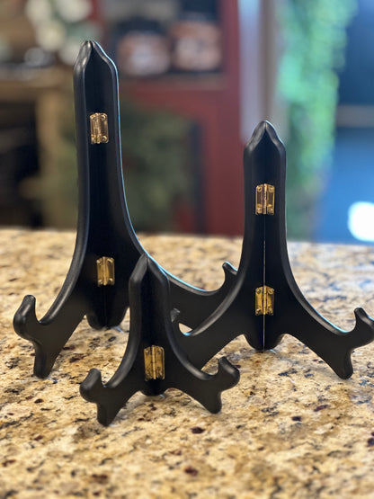 Smooth Black Finish Wood Plate Stands