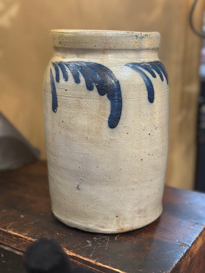 Antique Decorated Stoneware 1 Gallon Crock