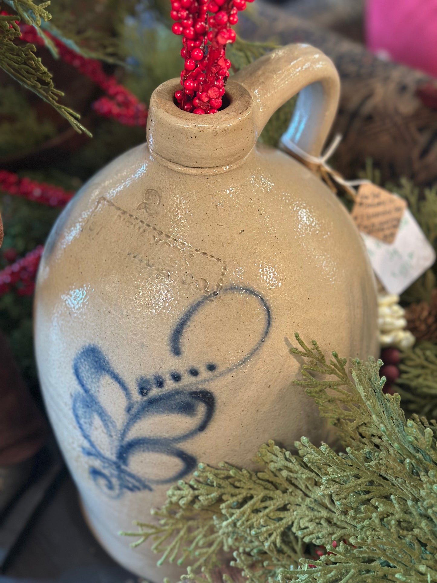 Antique New York Stoneware Co. Decorated Jug Crock
