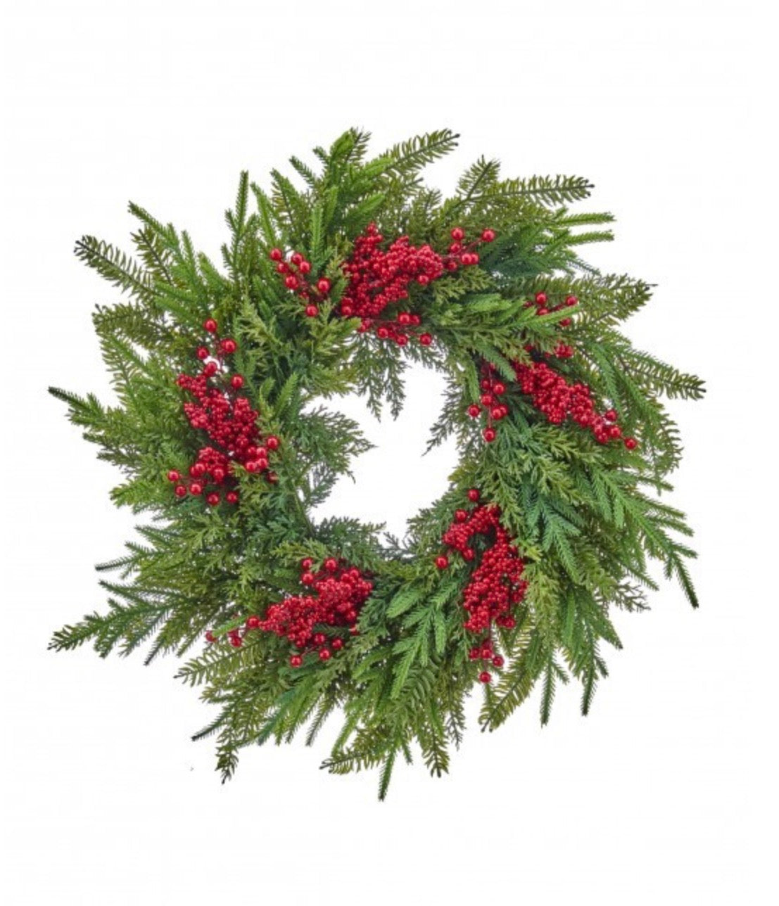 24” Natural Touch w/Berry Wreath