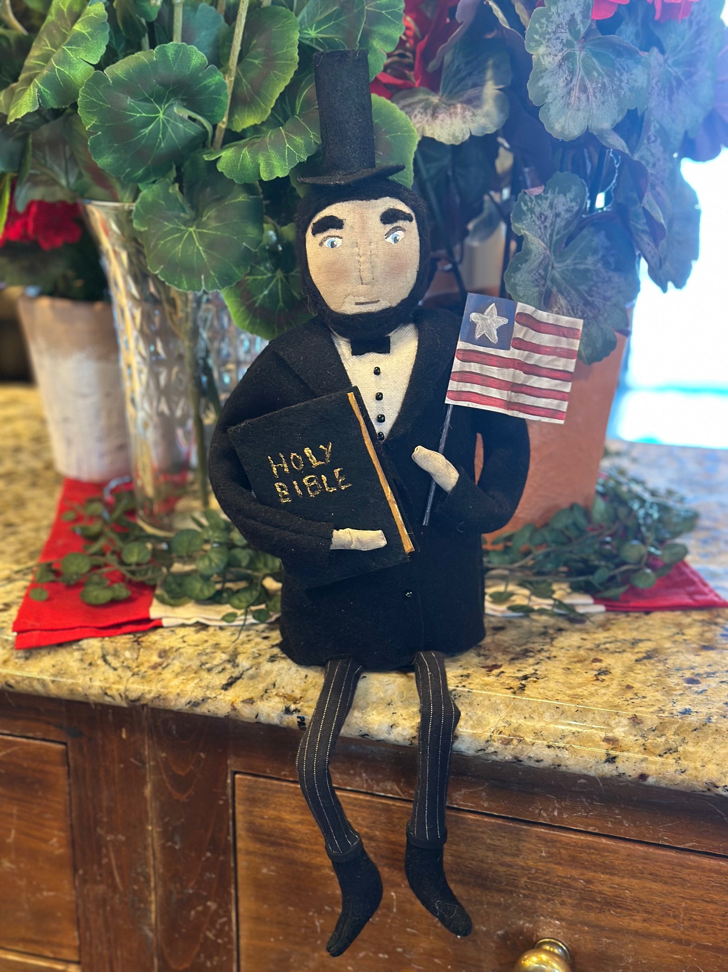 Handmade Wool Sitting Abe Lincoln