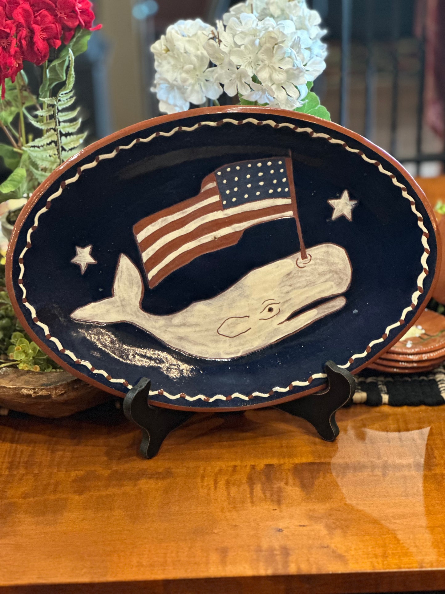 Red Oaks Americana Whale Platter Summer