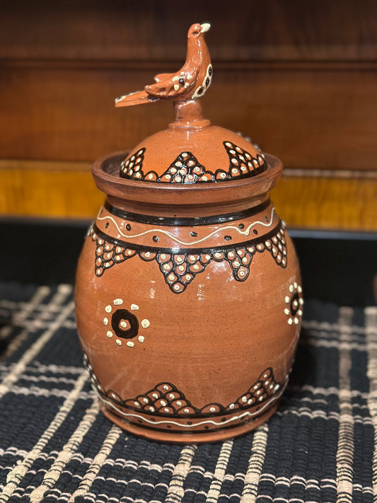 David T Smith Dotted Canister w/Bird Lid