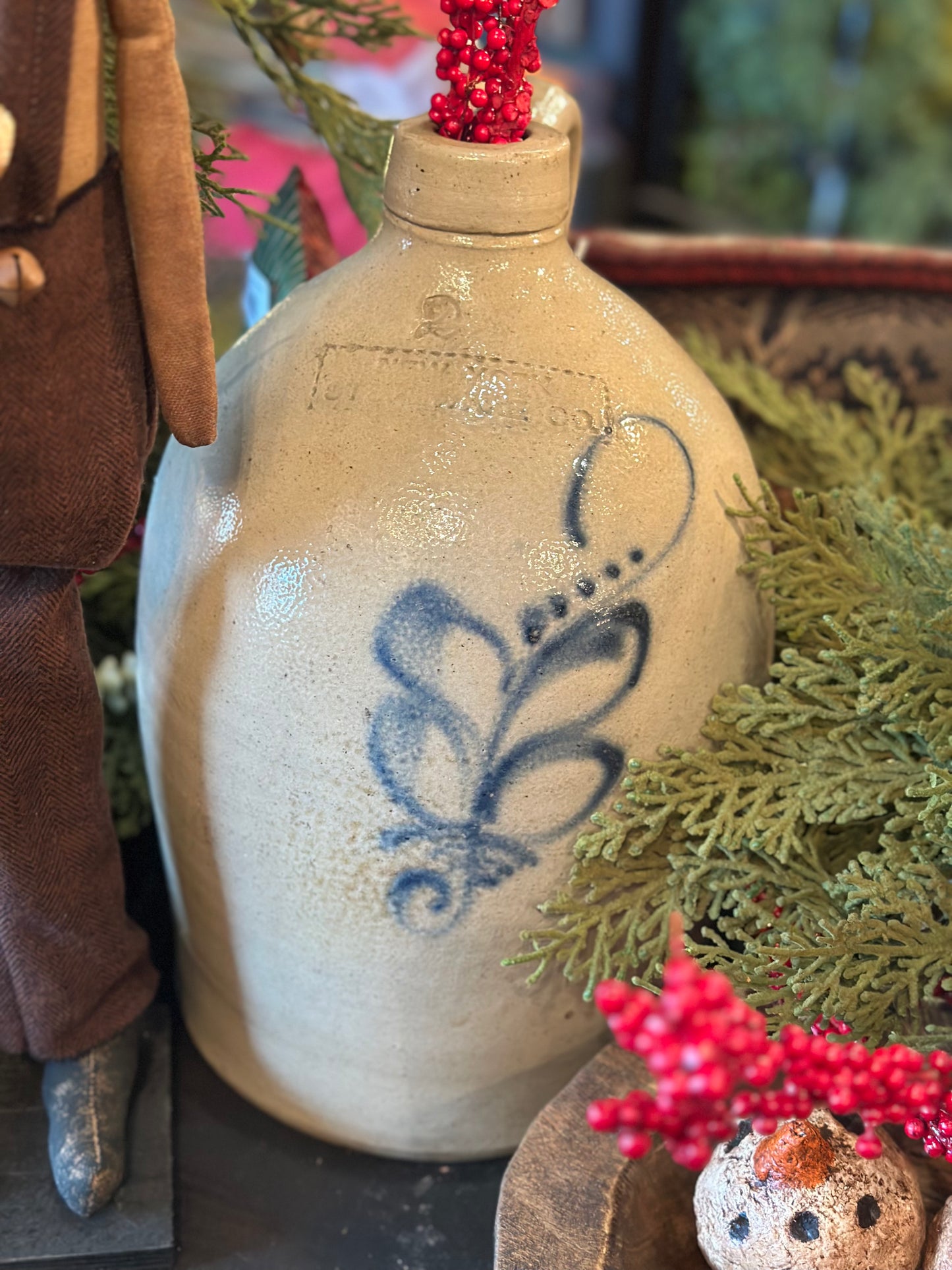 Antique New York Stoneware Co. Decorated Jug Crock