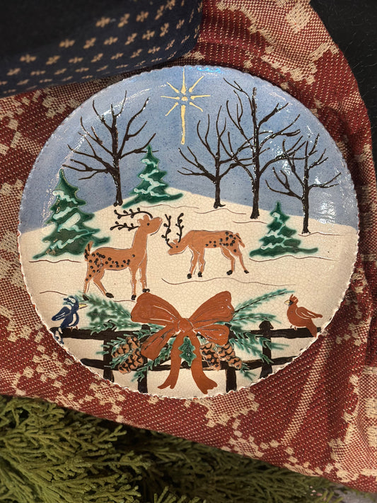 David T Smith Two Stag 9.5” Plate Winter