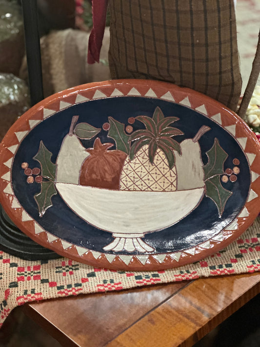 Red Oaks Fruit in Bowl Plate Winter