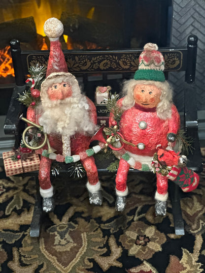 Krisnick Mr. and Mrs. Claus on Rocking Bench