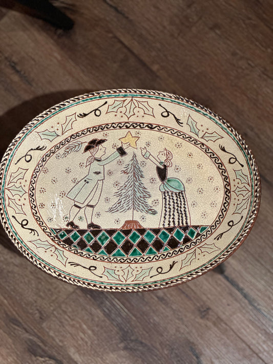 David T Smith Colonial Christmas Platter Winter