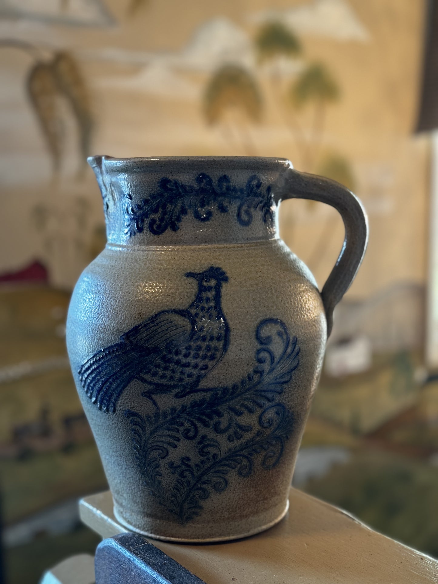 Crocker & Springer Large Pitcher w/Bird