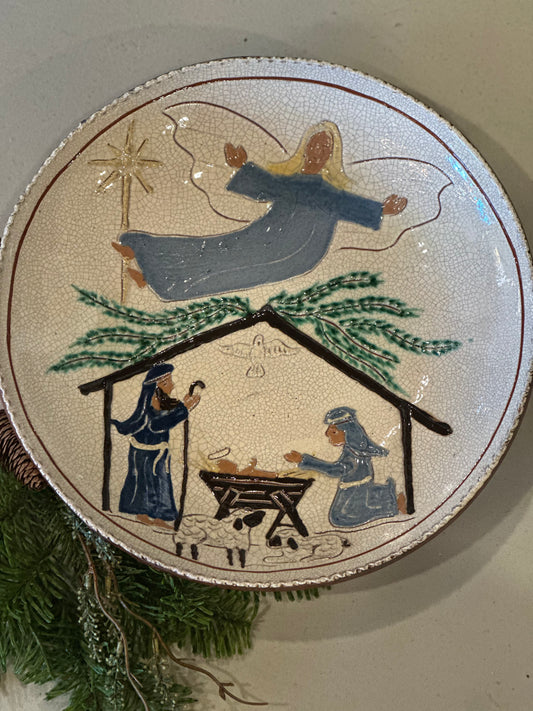 David T Smith 12.75” Nativity Scene Plate Winter