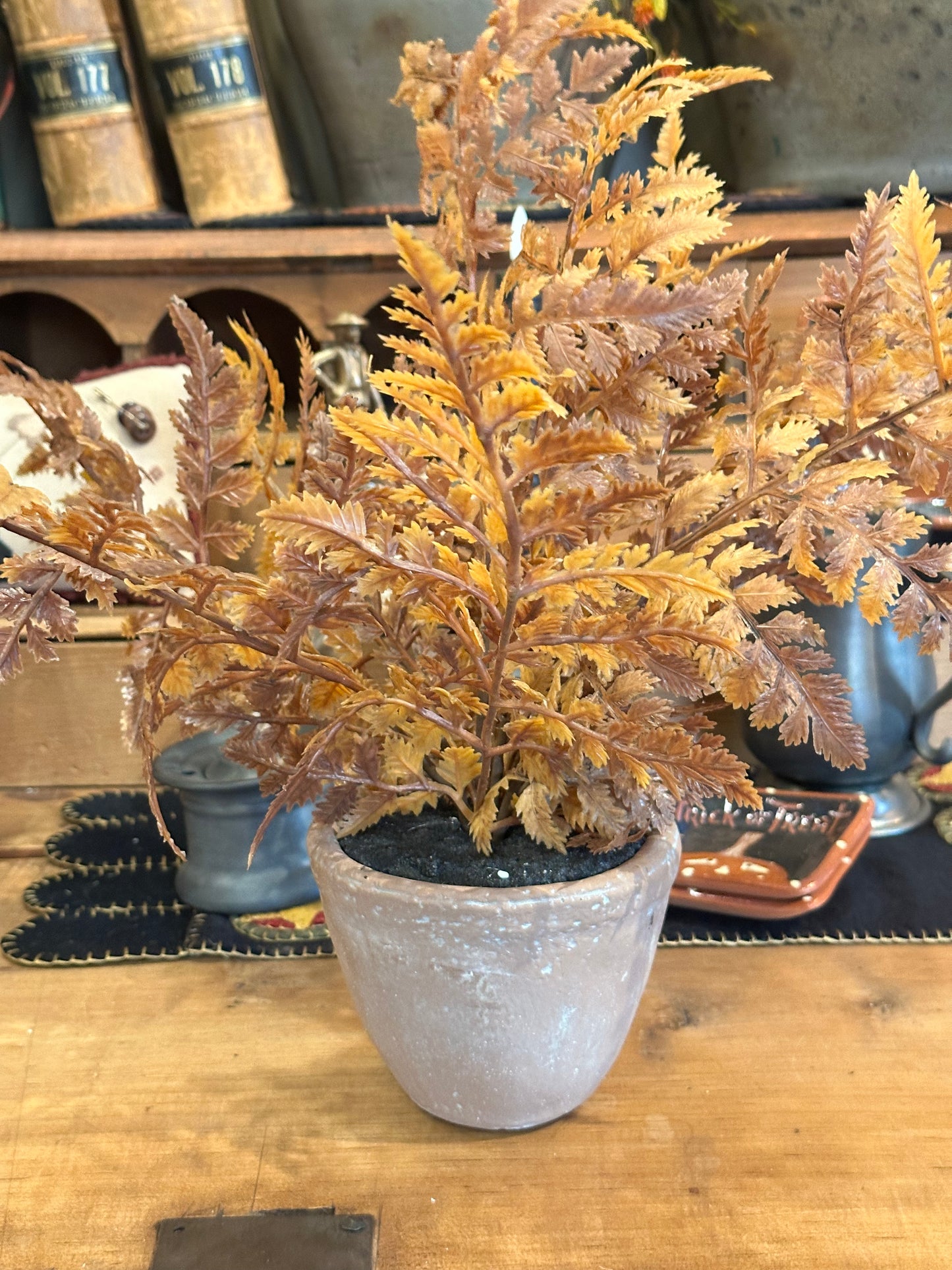 18” Fall Potted Fern Cinnamon Color