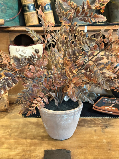18” Fall Potted Fern Rust Color