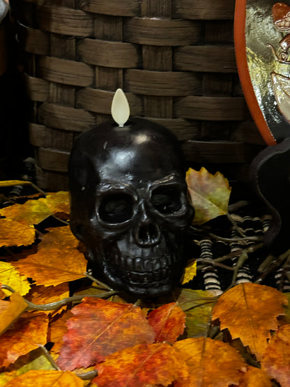 SALE Black Skull Luminara Candle Fall