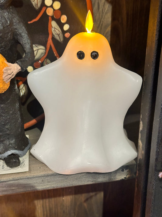 Ghost w/ Hands Moving Flame Candle Fall
