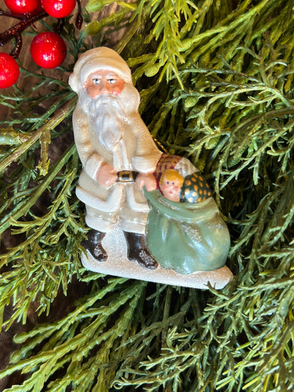 Stone Ridge Chalkware Santa Ornament