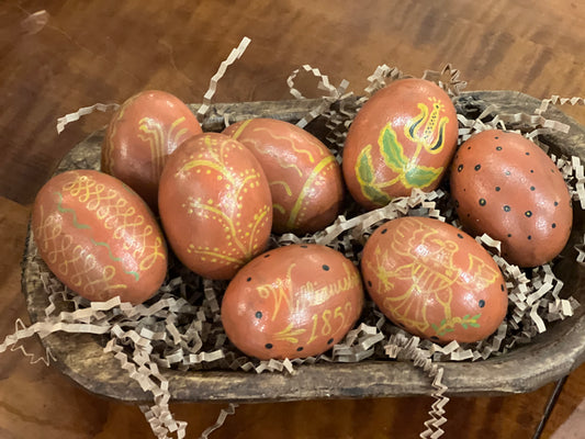 Fraktur Redware Egg Sets