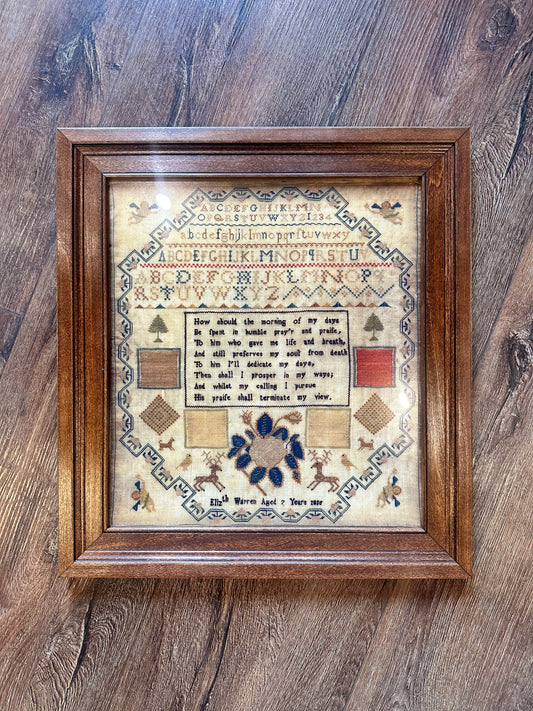 Elizabeth Warren c. 1815 Alphabet Needlepoint Sampler Framed PRINT