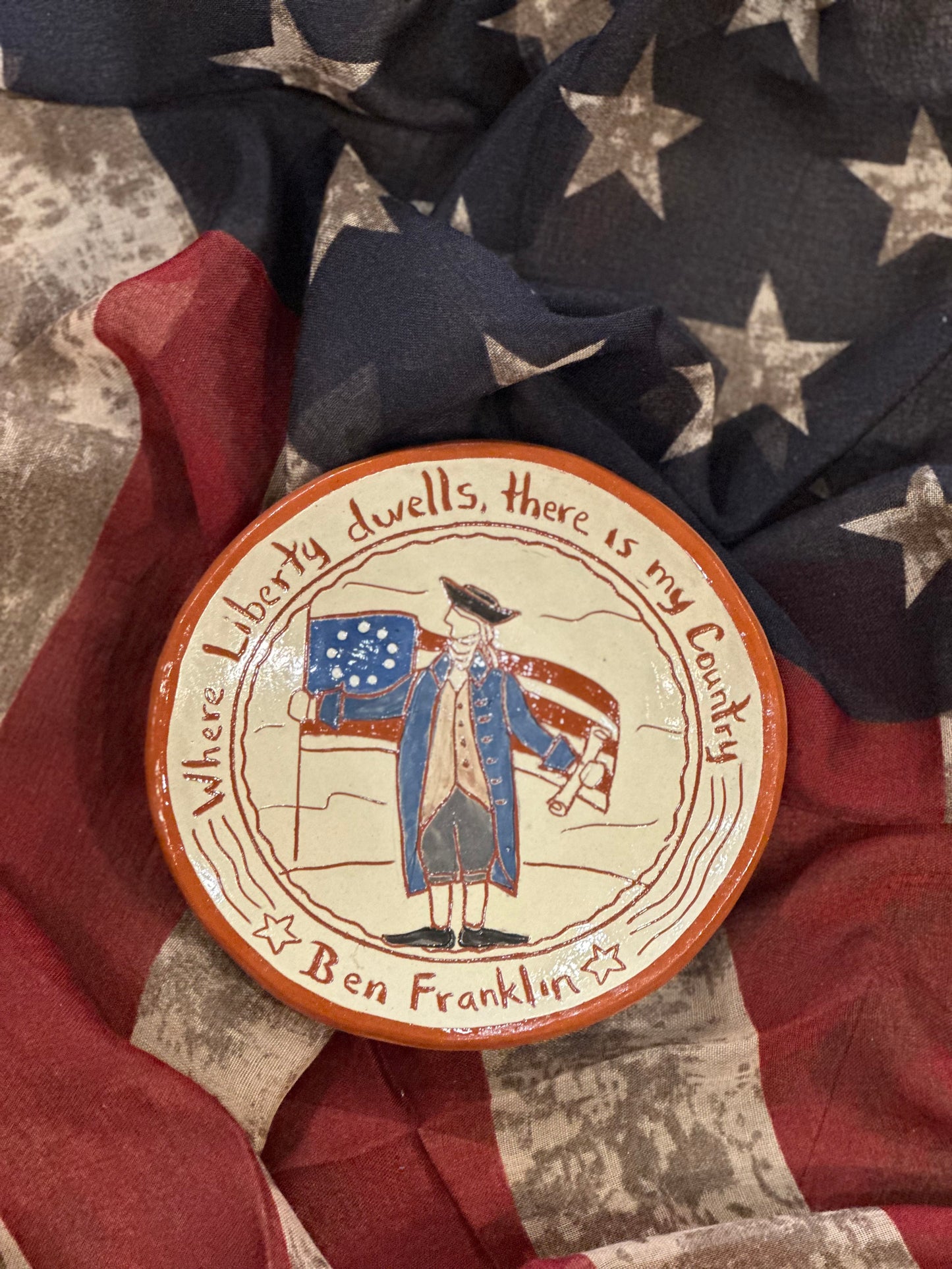 Red Oaks Americana Ben Franklin Plate Summer
