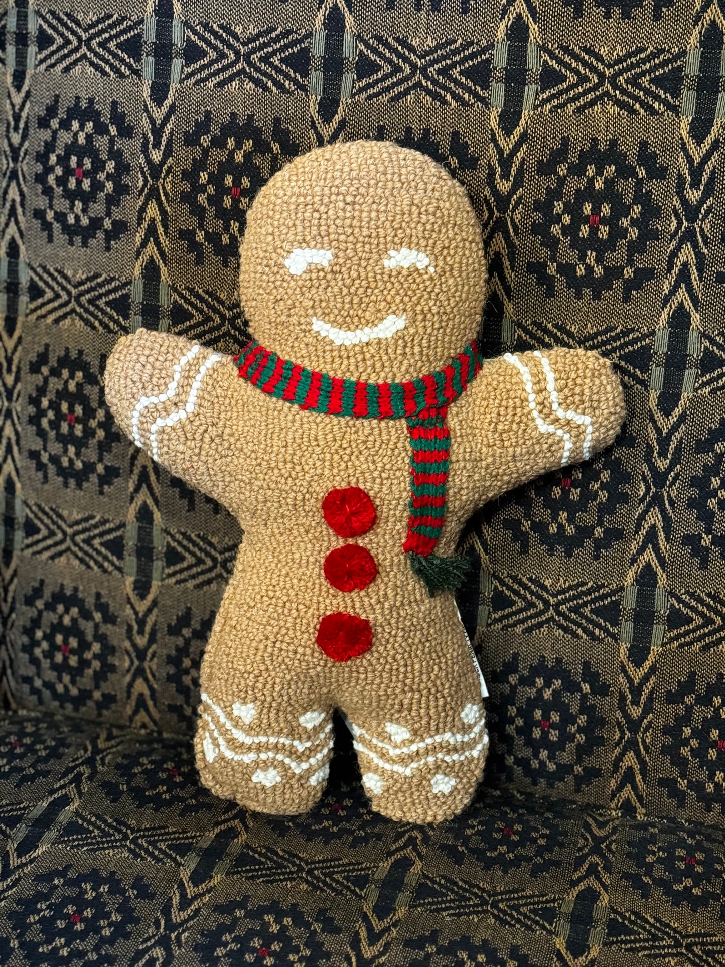 Gingerbread Hooked Pillow Winter