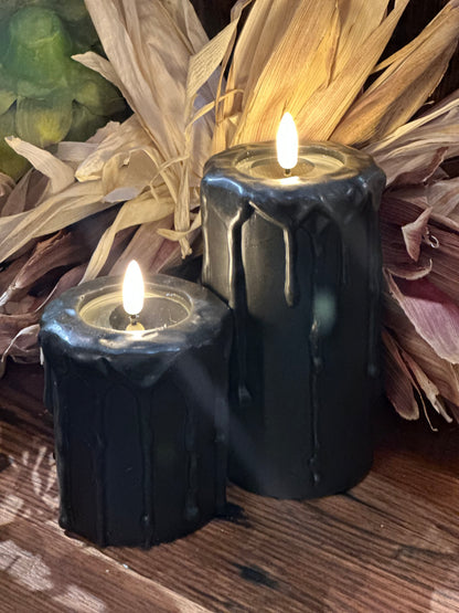 3D Realistic Black Pillar Candle