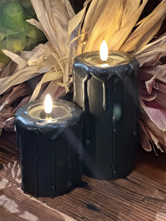 3D Realistic Black Pillar Candle