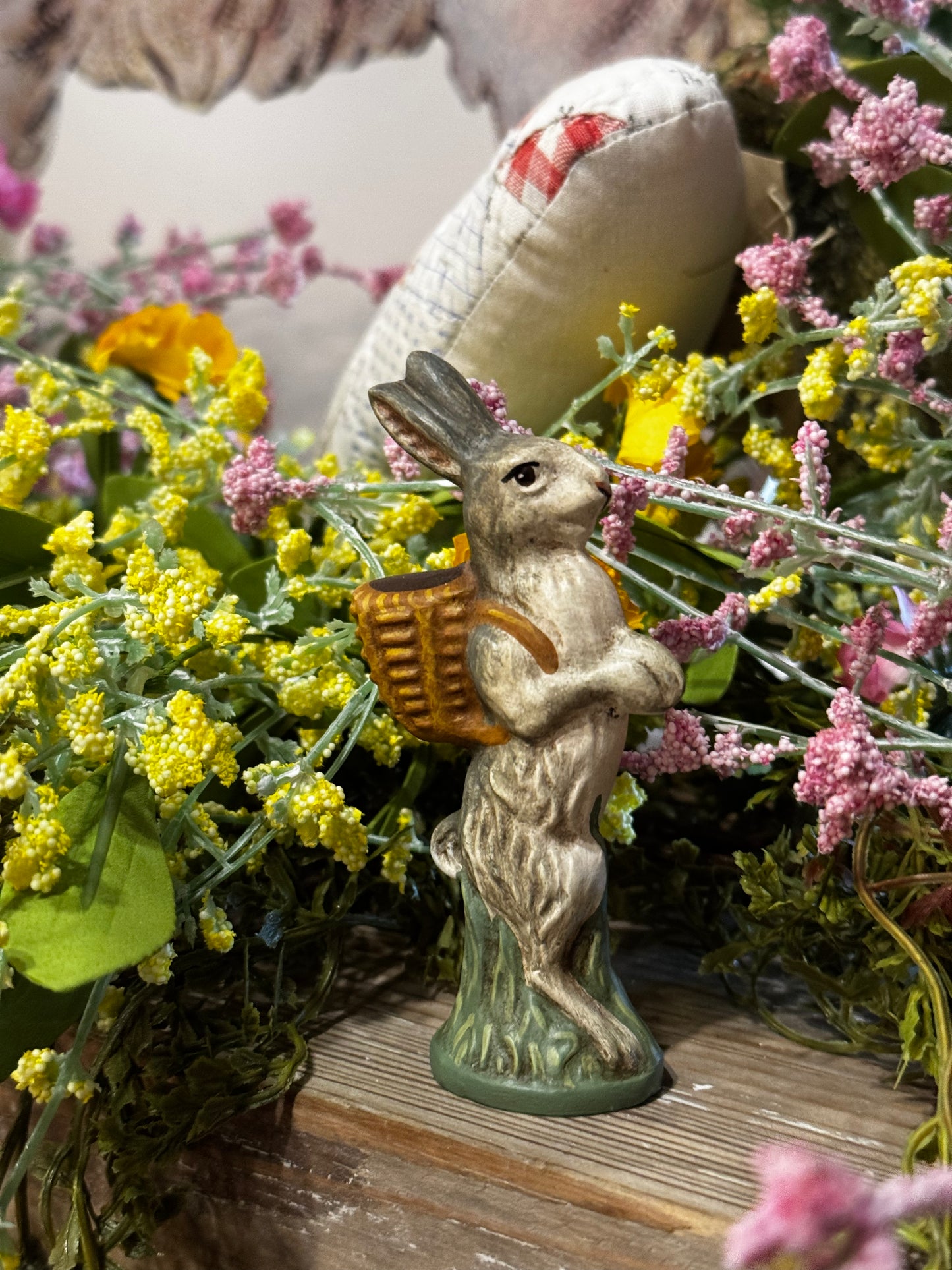 Stone Ridge Chalkware Bunny w/Basket Spring