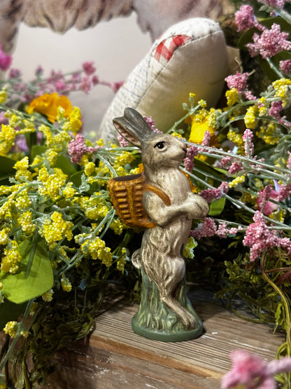 Stone Ridge Chalkware Bunny w/Basket Spring