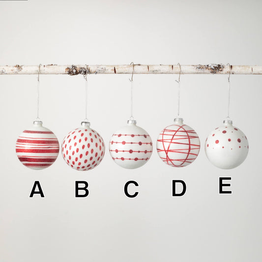 Red & White Glass Ornaments