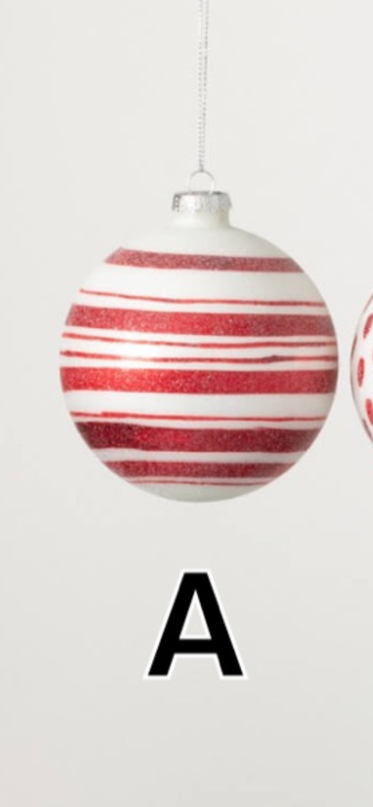 Red & White Glass Ornaments