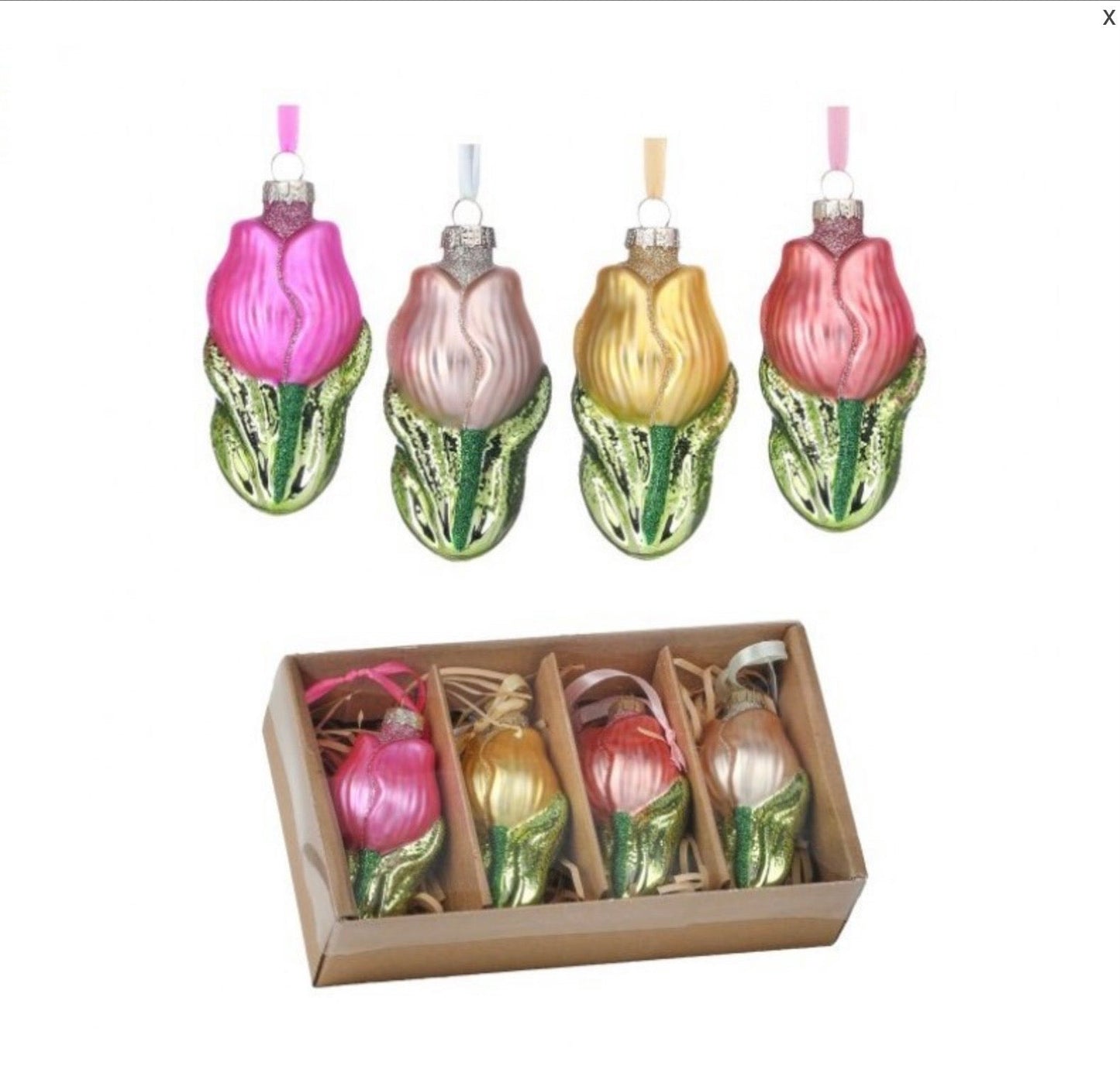 Faux Chocolate Bunny & Tulip Ornaments