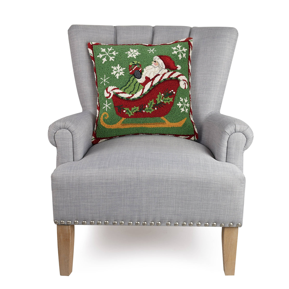 Santa Sleigh Hook Pillow - Christmas - Sally Eckman Roberts