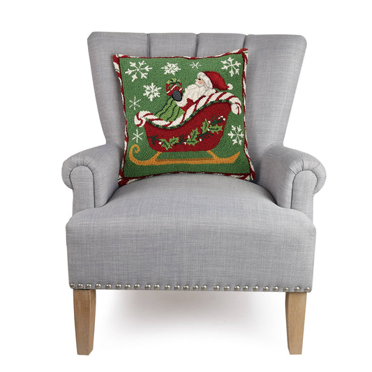 Santa Sleigh Hook Pillow - Christmas - Sally Eckman Roberts