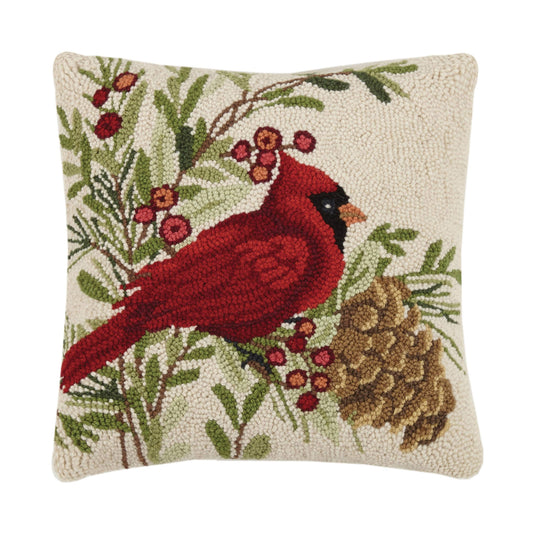 Winter Cardinal Hook Pillow - Christmas - Susan Winget
