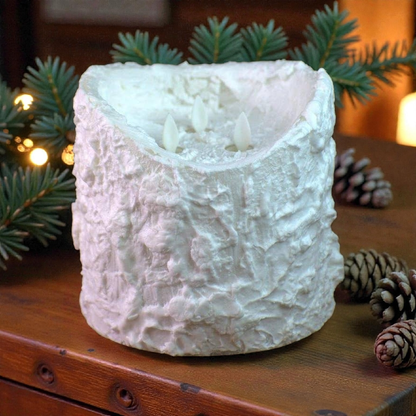 Bumpy White 3 Wick Moving Flame Candle