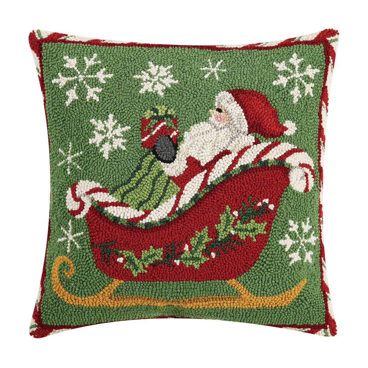 Santa Sleigh Hook Pillow - Christmas - Sally Eckman Roberts