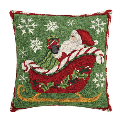 Santa Sleigh Hook Pillow - Christmas - Sally Eckman Roberts